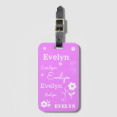 Warmes Rosa mit weißen Blume, individuell angepass Gepäckanhänger (Vorderseite Vertikal)