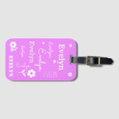 Warmes Rosa mit weißen Blume, individuell angepass Gepäckanhänger (Vorderseite (Horizontal))