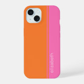 Warmes Rosa Orange Elegant Modernes Design Name iPhone 15 Hülle (Rückseite)