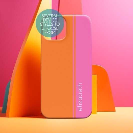 Warmes Rosa Orange Elegant Modernes Design Name iPhone 15 Hülle