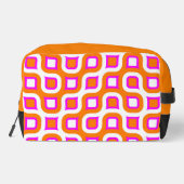 Warmes rosa Orange Kunstmuster des Schwarz-weißen  Waschbeutel (Rückseite)