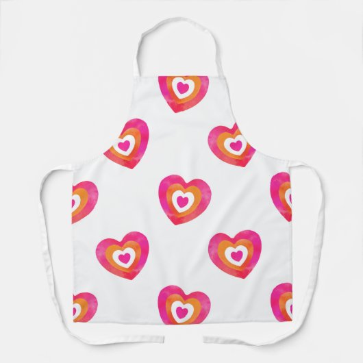 Warmes rosa Orangefarbenes Herzmuster Schürze (Vorderseite)