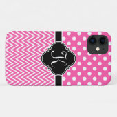 Warmes rosa Polka Dosen Zickzack Quatrefolienmonog Case-Mate iPhone Hülle (Rückseite (Horizontal))