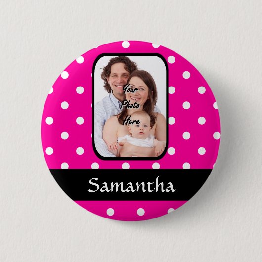 Warmes rosa Polster-Punktmuster Button (Vorderseite)