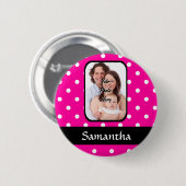 Warmes rosa Polster-Punktmuster Button (Vorne & Hinten)