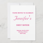 Warmes Rosa Schwarzer Lüster 16 . Geburtstag Einla Einladung (Rückseite)