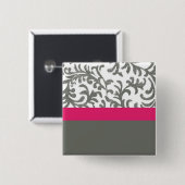 Warmes rosa und graues Blumenmuster Button (Vorne & Hinten)
