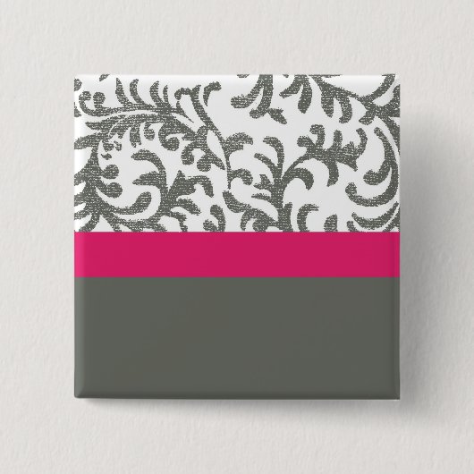 Warmes rosa und graues Blumenmuster Button (Vorderseite)