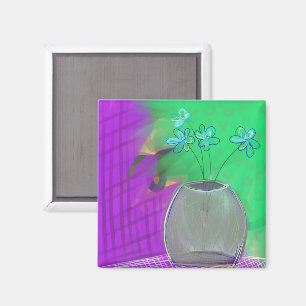 Warmes Rosa und grüne Stillleben Originelle Kunst Magnet