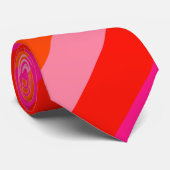 Warmes Rosa und helles Orange Streifen Neck Tie Krawatte (Gerollt)