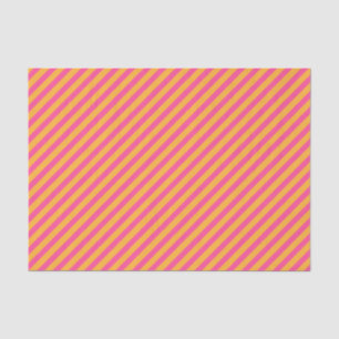 Warmes Rosa und orangefarbene Diagonal gestreift Seidenpapier