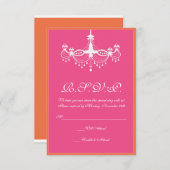 Warmes Rosa und orangefarbener Kronleuchter - Einl RSVP Karte (Vorne/Hinten)