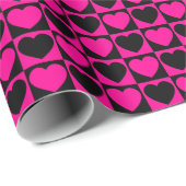 Warmes, rosa und schwarz gekreuztes Muster mit Her Geschenkpapier (Rolleneckpunkt)