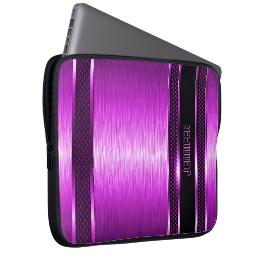 Warmes rosa und schwarzes Design lackierte Alumini Laptopschutzhülle (Vorne Rechts)