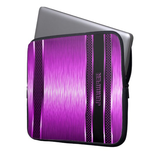 Warmes rosa und schwarzes Design lackierte Alumini Laptopschutzhülle (Vorderseite Links)