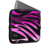 Warmes rosa und schwarzes Zebramuster Laptopschutzhülle (Vorne Rechts)