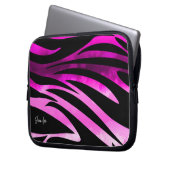 Warmes rosa und schwarzes Zebramuster Laptopschutzhülle (Vorderseite Links)