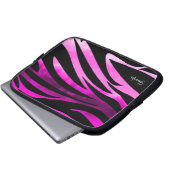 Warmes rosa und schwarzes Zebramuster Laptopschutzhülle (Vorne Knopf)