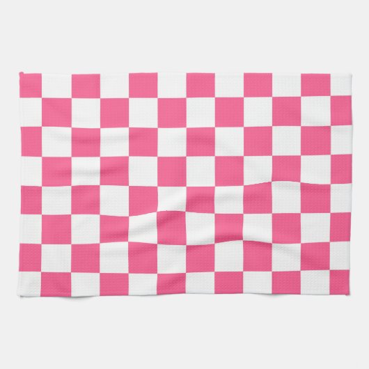 Warmes Rosa und Weiß Geschirrtuch (Horizontal)