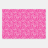 Warmes rosa und weißes Blumenmuster Geschenkpapier Set (Vorderseite)