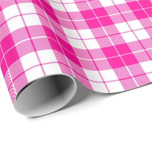 Warmes rosa und weißes Kariertes Musterpapier Geschenkpapier (Rolleneckpunkt)