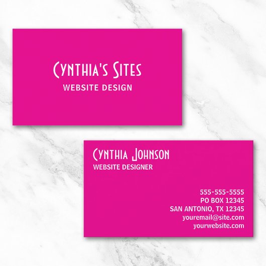 Warmes Rosa und weißes Retro Visitenkarte