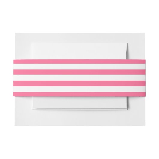 Warmes Rosa und weißes Streifen Einladung Bauchban Einladungsbanderole (Vorderseite Beispiel)