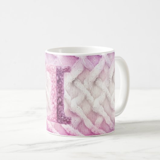 Warmes Rosa Weißer Lila Buchstabe i Kaffeetasse (VorderseiteRechts)
