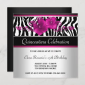 Warmes Rosa Zebra Quinceanera Einladungen (Vorne/Hinten)