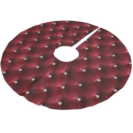 Warmes Rotes Imitat Velvet Polyester Weihnachtsbaumdecke (Schrägansicht)