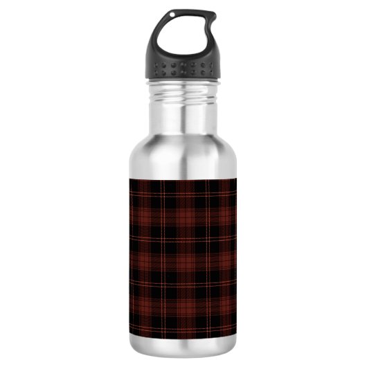 Warmes, rotes, Kariertes (Tartan) Muster Edelstahlflasche (Vorderseite)