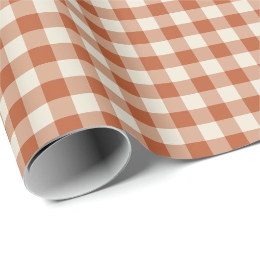 Warmes rustikales Herbst Braun gemütliches Schachb Geschenkpapier (Rolleneckpunkt)