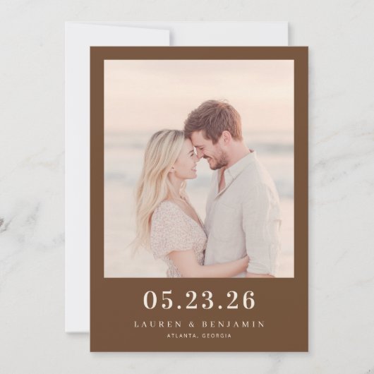 Warmes Sepia Minimalistisches Foto Save The Date (Vorderseite)