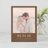 Warmes Sepia Minimalistisches Foto Save The Date (Stehend Vorderseite)