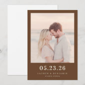 Warmes Sepia Minimalistisches Foto Save The Date (Vorne/Hinten)
