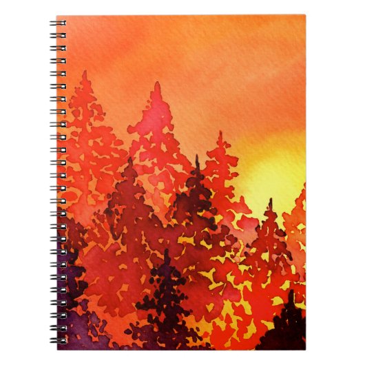 Warmes Sonnenuntergang Wasserfarben-Notebook Notizblock (Vorderseite)