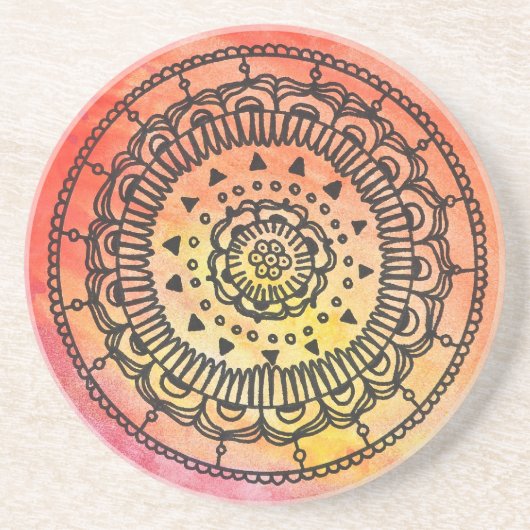 Warmes Sun-Mandala-Küstenmotorschiff Untersetzer (Vorne)