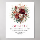 Warmes Terrakotta Boho Burgund Open Bar Tischplatt Poster (Vorne)