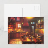 Warmes und gemütliches Bauernhaus Küche Postkarte (Vorne/Hinten)