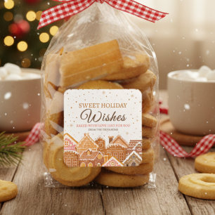 Warmes und gemütliches Lebkuchenhaus mit Liebe geb Quadratischer Aufkleber