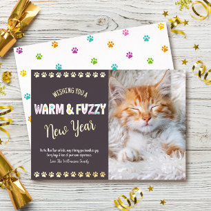 Warmes und schwindelerregendes New Year Pet Foto P Folien Feiertagskarte