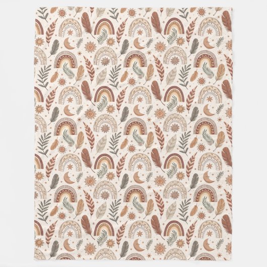 Warmes und Whimsikisches Boho Regenbogen Entspannt Fleecedecke (Vorderseite)