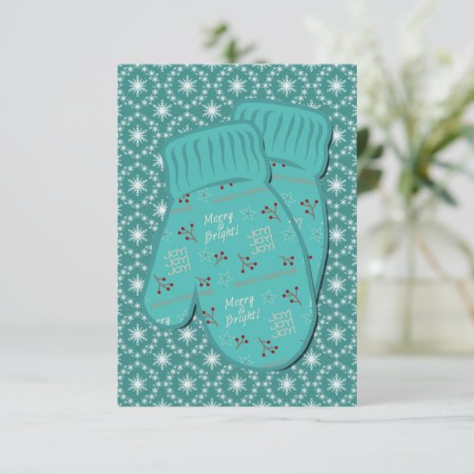 Warmes Weihnachtsfest Mittens (Stehend Vorderseite)