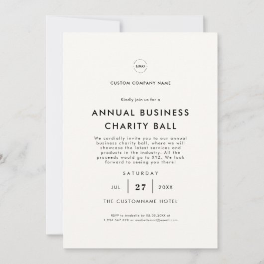 Warmes White Logos Business Company Dinner Party Einladung (Vorderseite)