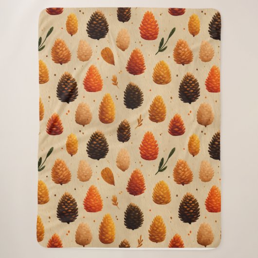 Warmes Winter Pinecones Muster Sherpadecke (Vorderseite)