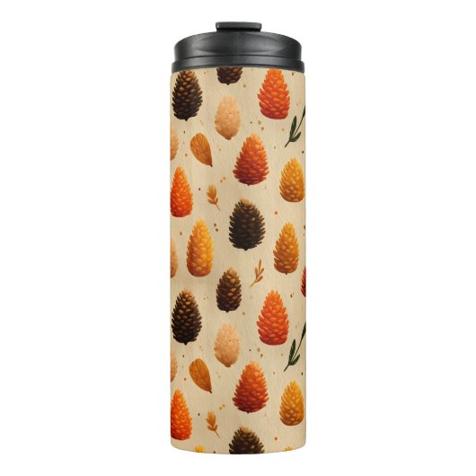 Warmes Winter Pinecones Muster Thermosbecher (Vorderseite)