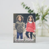 Warmes wünscht weißes Skript vertikales Holiday Fo Postkarte (Stehend Vorderseite)