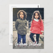 Warmes wünscht weißes Skript vertikales Holiday Fo Postkarte (Vorne/Hinten)