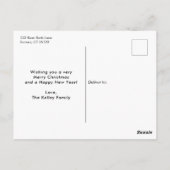 Warmes wünscht weißes Skript vertikales Holiday Fo Postkarte (Rückseite)