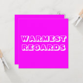 Warmest Regards magentina weiß kühl modern Karte (Vorderseite/Rückseite Beispiel)